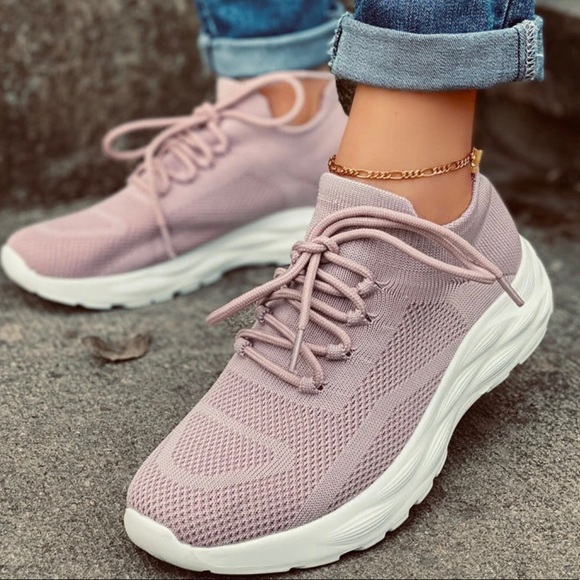 Mauve Purple Knit Lace Up Sneaker - Picture 4 of 5